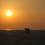 Sonnenuntergang Strandkorb